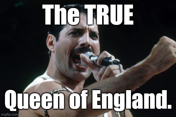 Freddie Mercury | The TRUE; Queen of England. | image tagged in freddie mercury | made w/ Imgflip meme maker