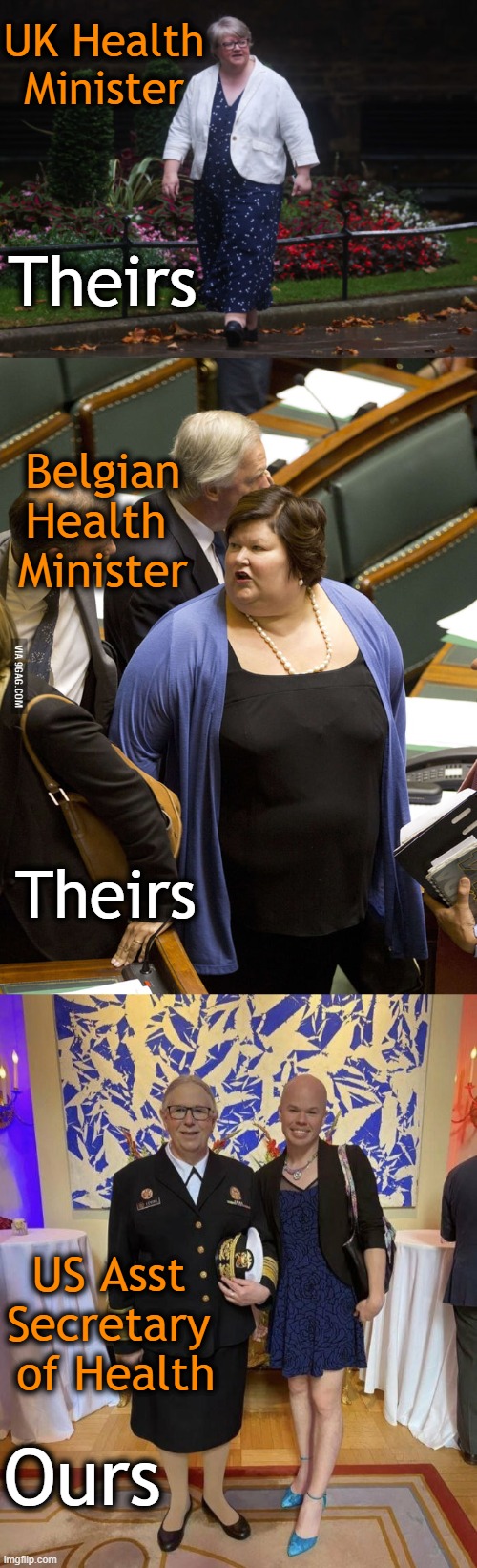 ‘Follow the Science’ -- Politics or Public Health? | UK Health
Minister; Theirs; Belgian Health 
Minister; Theirs; US Asst 
Secretary 
of Health; Ours | image tagged in politics,health,healthy choices,science,rachel levine,health ministers | made w/ Imgflip meme maker