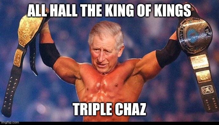 King |  ALL HALL THE KING OF KINGS; TRIPLE CHAZ | image tagged in king | made w/ Imgflip meme maker
