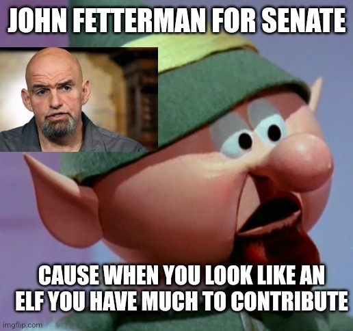 Elves for Ferterman | JOHN FETTERMAN FOR SENATE; CAUSE WHEN YOU LOOK LIKE AN ELF YOU HAVE MUCH TO CONTRIBUTE | image tagged in weird,pennsylvania,wtf,stupid liberals,democrats,loser | made w/ Imgflip meme maker