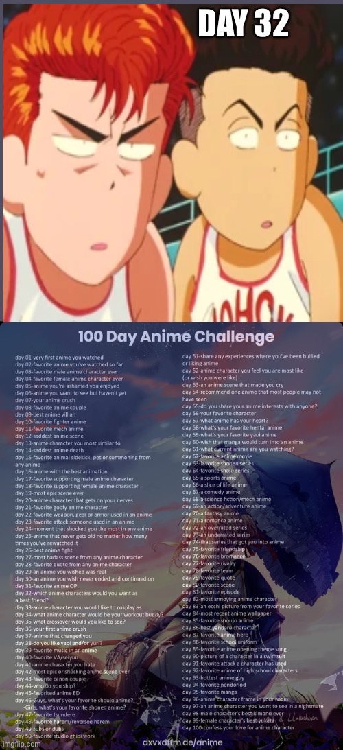 Ryota and Hanamichi | DAY 32 | image tagged in 100 day anime challenge | made w/ Imgflip meme maker