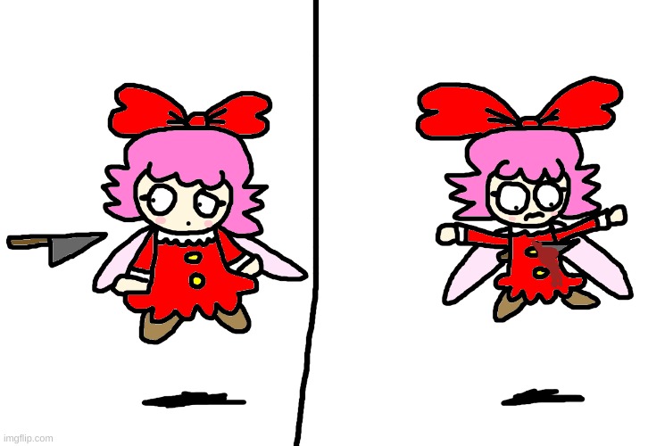 Ribbon dies from getting stabbed with the knife again | image tagged in ribbon,gore,funny,blood,knife,kirby | made w/ Imgflip meme maker