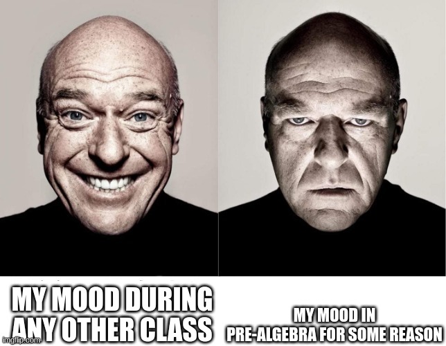 bjh  mv bbn l hybn bk vbkh hj h | MY MOOD DURING ANY OTHER CLASS; MY MOOD IN PRE-ALGEBRA FOR SOME REASON | made w/ Imgflip meme maker