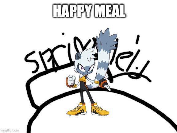 Happy Meal World | HAPPY MEAL | image tagged in blank white template,tangle the lemur,sonic the hedgehog | made w/ Imgflip meme maker