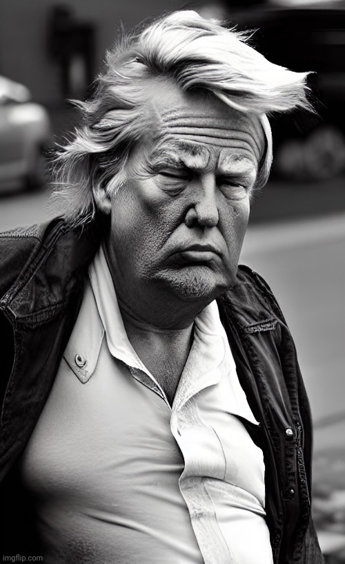 Homeless donald trump | image tagged in enantiodromia,iconoclasm,donald trump,homeless people,ai art | made w/ Imgflip meme maker