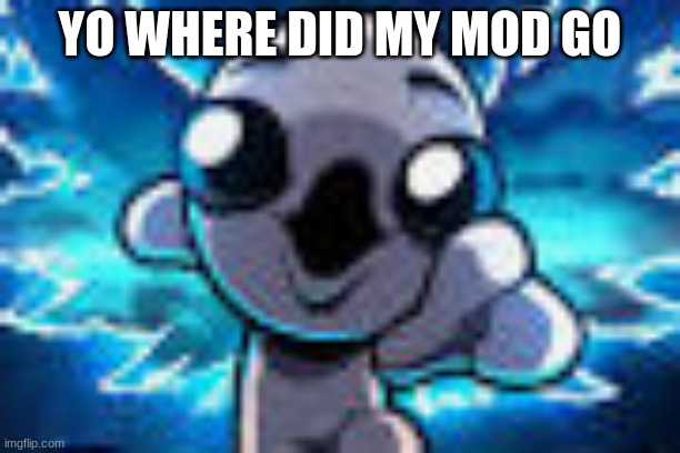 isaac Pog | YO WHERE DID MY MOD GO | image tagged in isaac pog | made w/ Imgflip meme maker