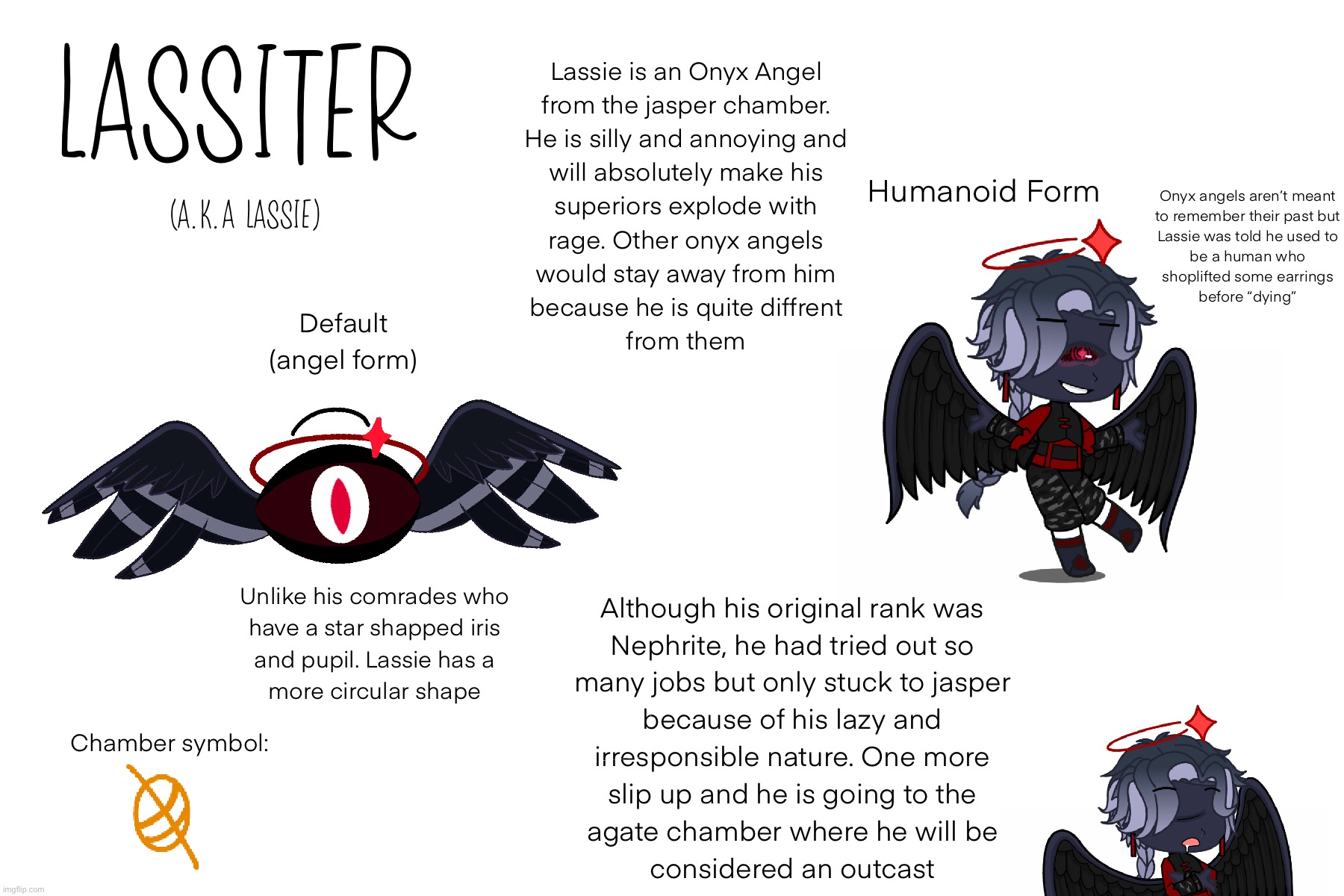 I made my onyx angel oc! His name is Lassie! | made w/ Imgflip meme maker