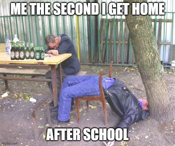 lazy mode activated | ME THE SECOND I GET HOME; AFTER SCHOOL | image tagged in drunk russian | made w/ Imgflip meme maker