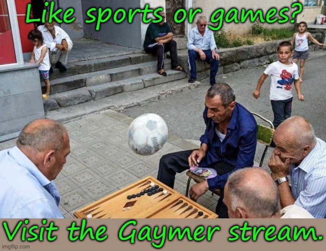 Link in comment. | Like sports or games? Visit the Gaymer stream. | image tagged in backgammon ball,have fun,tolerance | made w/ Imgflip meme maker