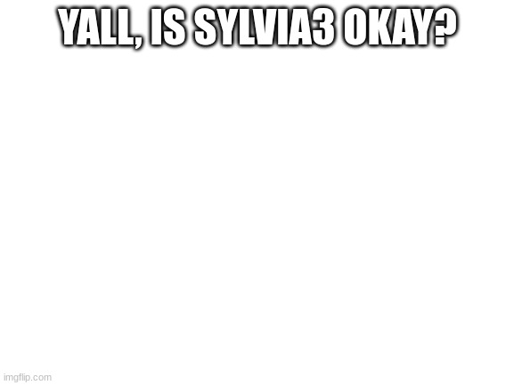 Blank White Template | YALL, IS SYLVIA3 OKAY? | image tagged in blank white template | made w/ Imgflip meme maker