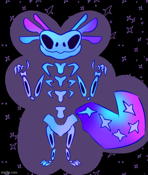 Cosmo the skele-lotl (my art and character - credit to .Frostbite for original suggestion) | image tagged in furry,skeleton,axolotl,art,drawings | made w/ Imgflip meme maker