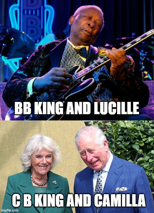 C B KING AND CAMILLA BB KING AND LUCILLE | image tagged in bb king,prince charles and camilla | made w/ Imgflip meme maker