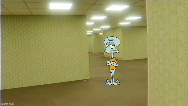 oh no, squi gam bratwurst in le backrom | image tagged in squidward,backrooms | made w/ Imgflip meme maker