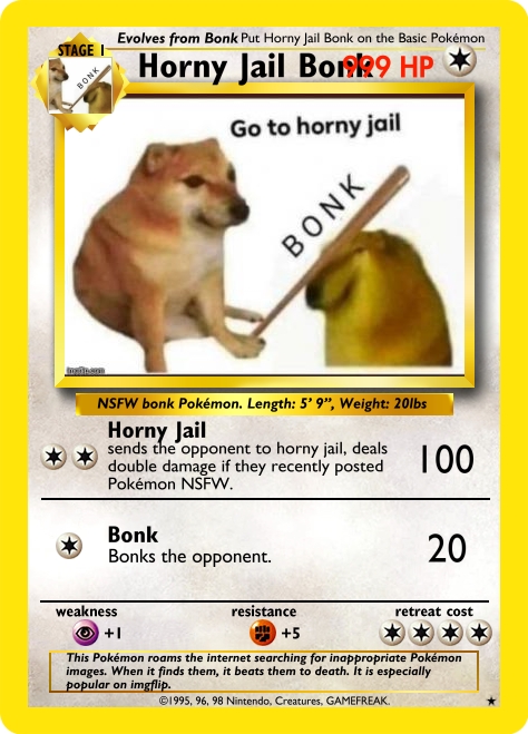 High Quality Horny Jail Bonk Pokémon Card Blank Meme Template