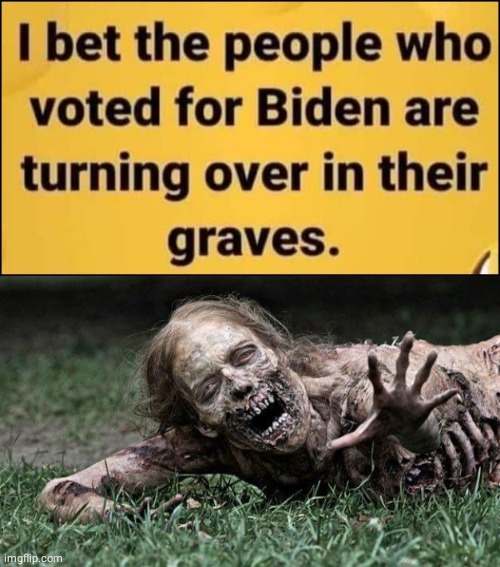 Biden voters rolling | image tagged in walking dead zombie | made w/ Imgflip meme maker
