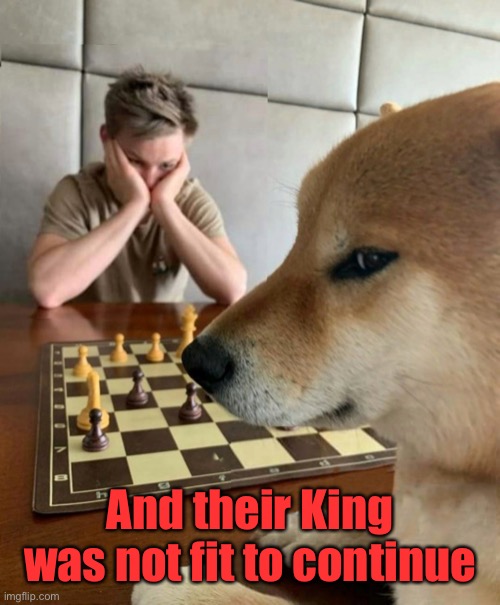 Chess doge | And their King was not fit to continue | image tagged in chess doge | made w/ Imgflip meme maker