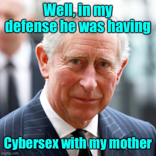 Prince Charles | Well, in my defense he was having Cybersex with my mother | image tagged in prince charles | made w/ Imgflip meme maker