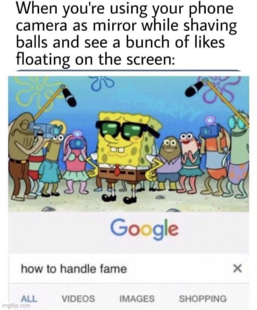 Shaved | image tagged in how to handle fame,shaving,phone,likes | made w/ Imgflip meme maker