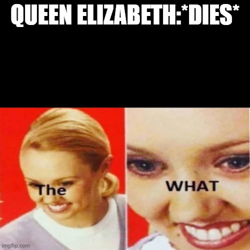 i thought she was immortal |  QUEEN ELIZABETH:*DIES* | image tagged in the what | made w/ Imgflip meme maker