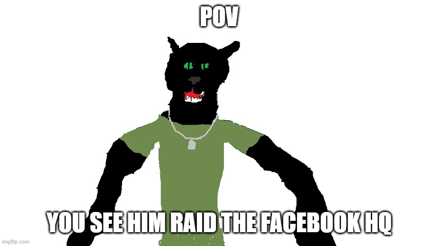My panther fursona | POV; YOU SEE HIM RAID THE FACEBOOK HQ | image tagged in my panther fursona | made w/ Imgflip meme maker