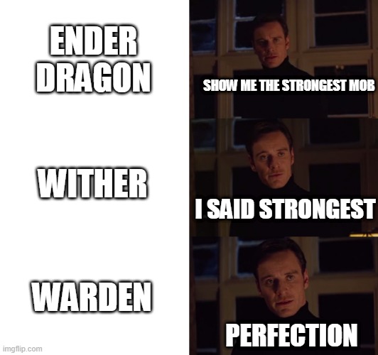 minecraft 1.19 be like | ENDER
DRAGON; SHOW ME THE STRONGEST MOB; WITHER; I SAID STRONGEST; WARDEN; PERFECTION | image tagged in perfection | made w/ Imgflip meme maker