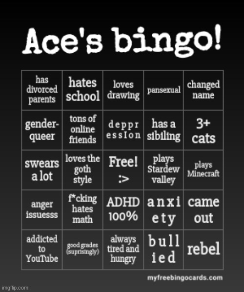 Have fun! C: | image tagged in aces bingo | made w/ Imgflip meme maker