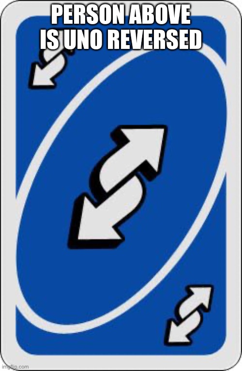 uno reverse card | PERSON ABOVE IS UNO REVERSED | image tagged in uno reverse card | made w/ Imgflip meme maker