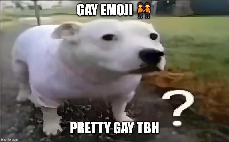 Huh Dog | GAY EMOJI 🧑‍🤝‍🧑; PRETTY GAY TBH | image tagged in huh dog | made w/ Imgflip meme maker