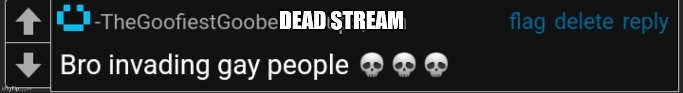bro invading gay people | DEAD STREAM | image tagged in bro invading gay people | made w/ Imgflip meme maker