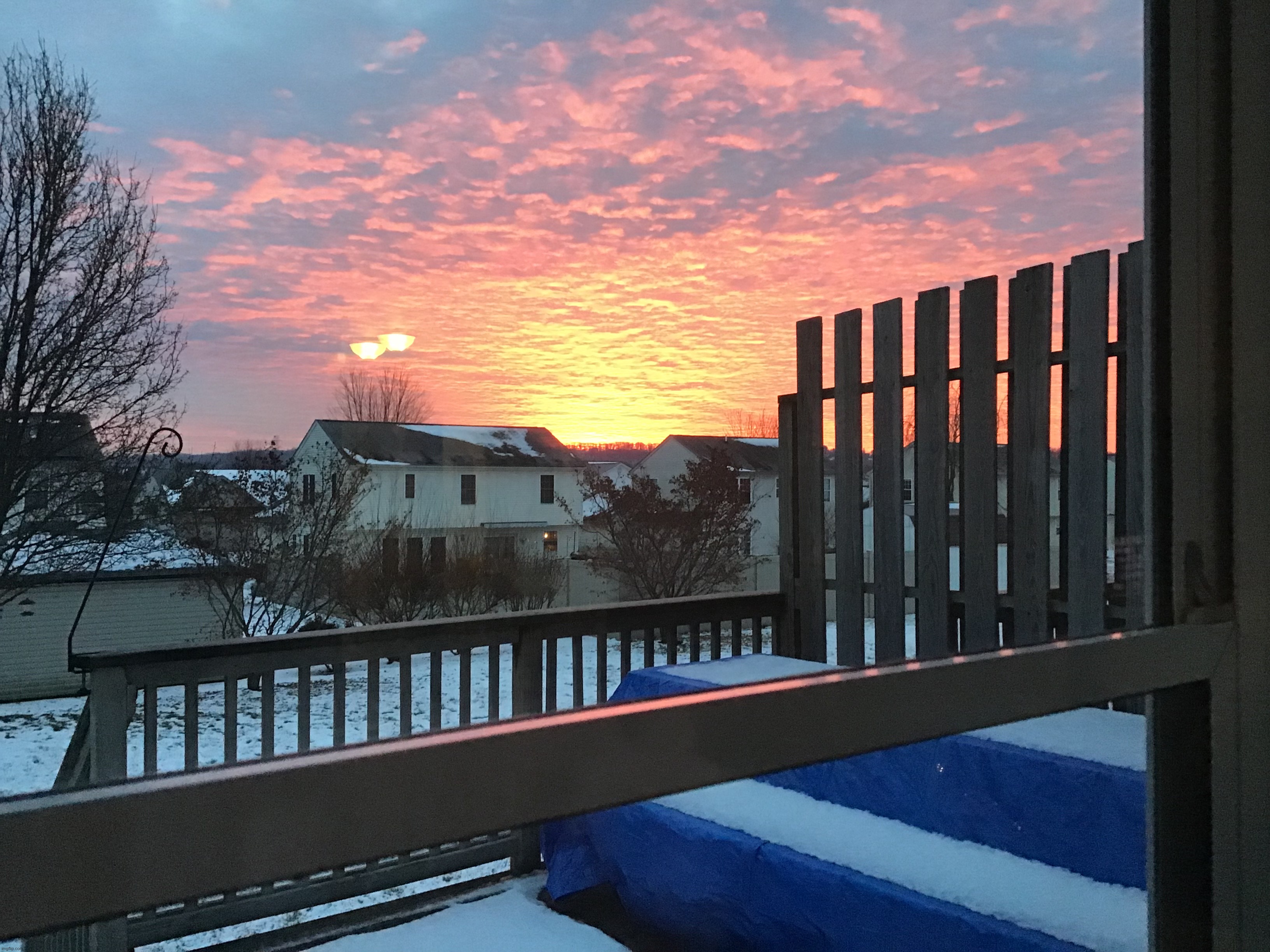 I took this picture of the sunrise last winter after a snowstorm a couple days before | image tagged in share your own photos | made w/ Imgflip meme maker