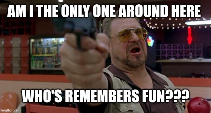 John Goodman Am i the only one around here | AM I THE ONLY ONE AROUND HERE; WHO'S REMEMBERS FUN??? | image tagged in john goodman am i the only one around here | made w/ Imgflip meme maker