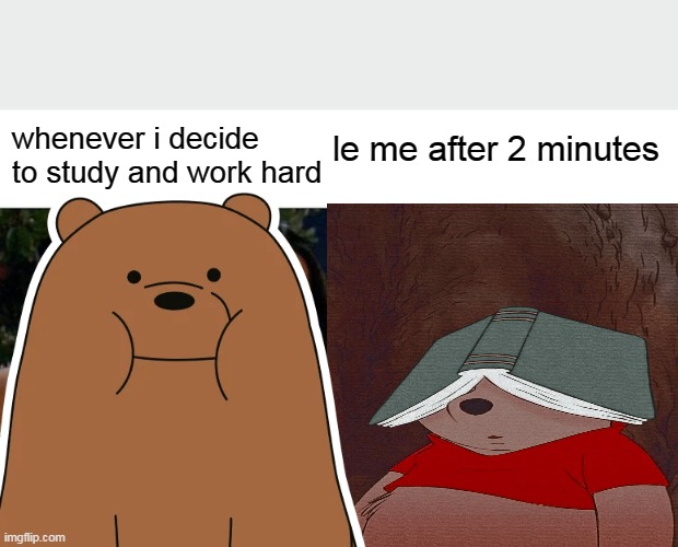meme | whenever i decide to study and work hard; le me after 2 minutes | image tagged in memes | made w/ Imgflip meme maker
