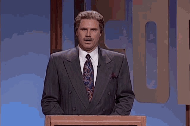 High Quality Will Ferrell Alex Trebek snl jeopardy Blank Meme Template