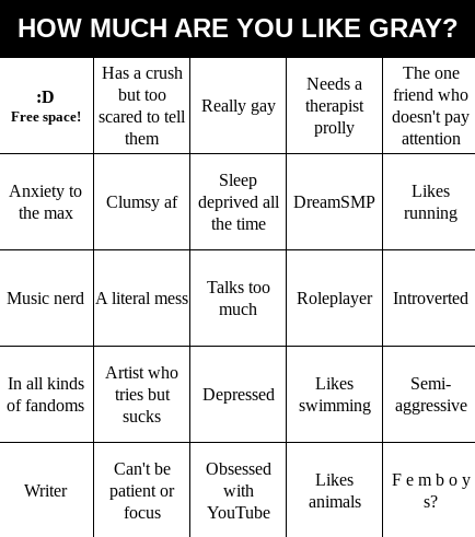 High Quality Gray's Bingo Blank Meme Template