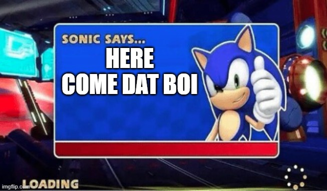 DAT BOI COMIN | HERE COME DAT BOI | image tagged in sonic says,here come dat boi,memes | made w/ Imgflip meme maker
