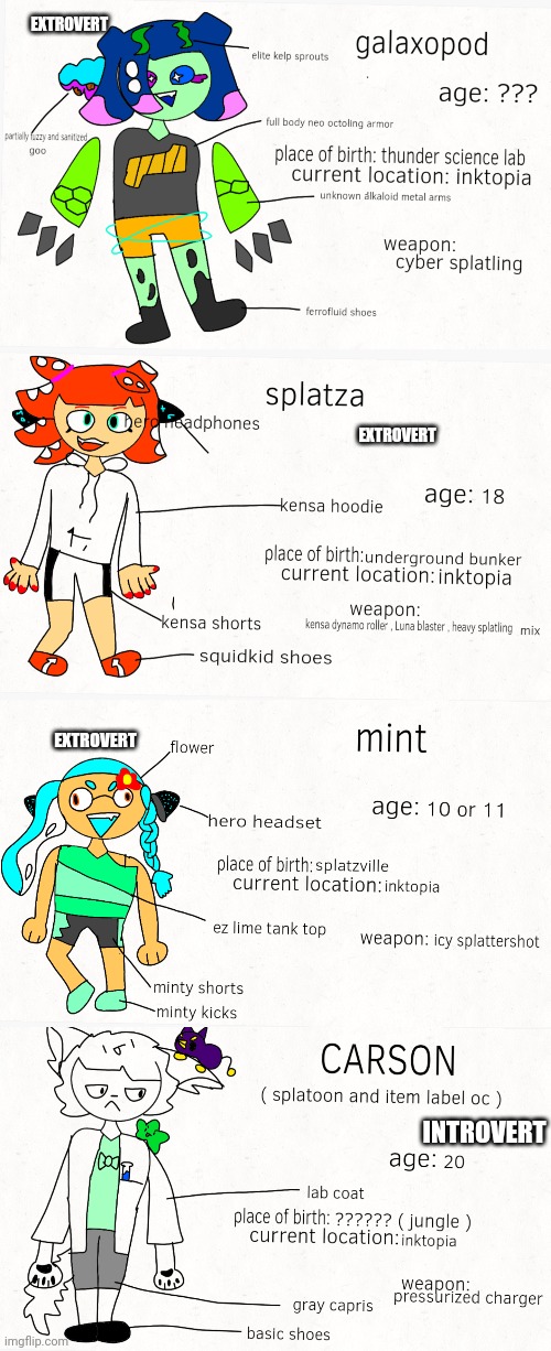 Main oc refs | EXTROVERT; EXTROVERT; EXTROVERT; INTROVERT | made w/ Imgflip meme maker