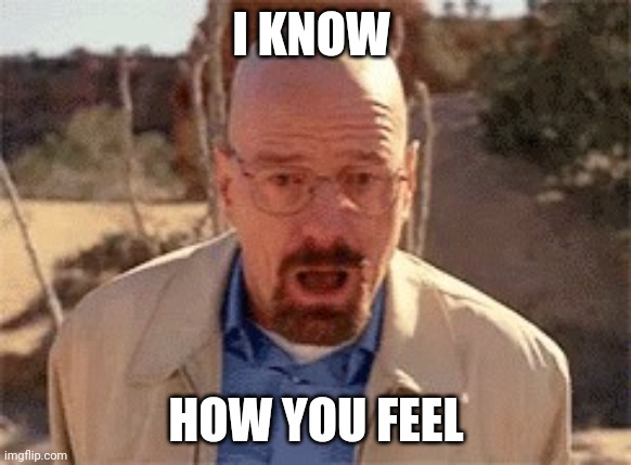 Walter White | I KNOW HOW YOU FEEL | image tagged in walter white | made w/ Imgflip meme maker