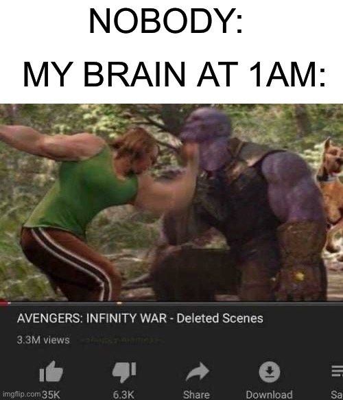 I actually want to know if this exists | NOBODY:; MY BRAIN AT 1AM: | image tagged in memes,funny,youtube,my brain,wait what,wtf | made w/ Imgflip meme maker