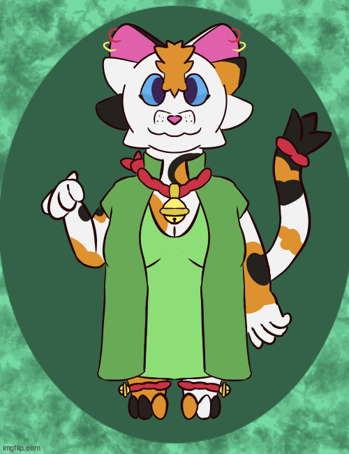 Bella, a character I made inspired by lucky cat statues (my art and character) | image tagged in furry,art,drawings,cats | made w/ Imgflip meme maker