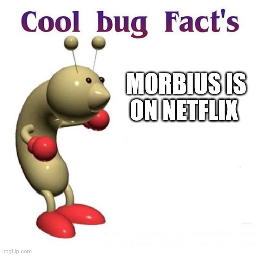 Cool Bug Facts | MORBIUS IS ON NETFLIX | image tagged in cool bug facts | made w/ Imgflip meme maker