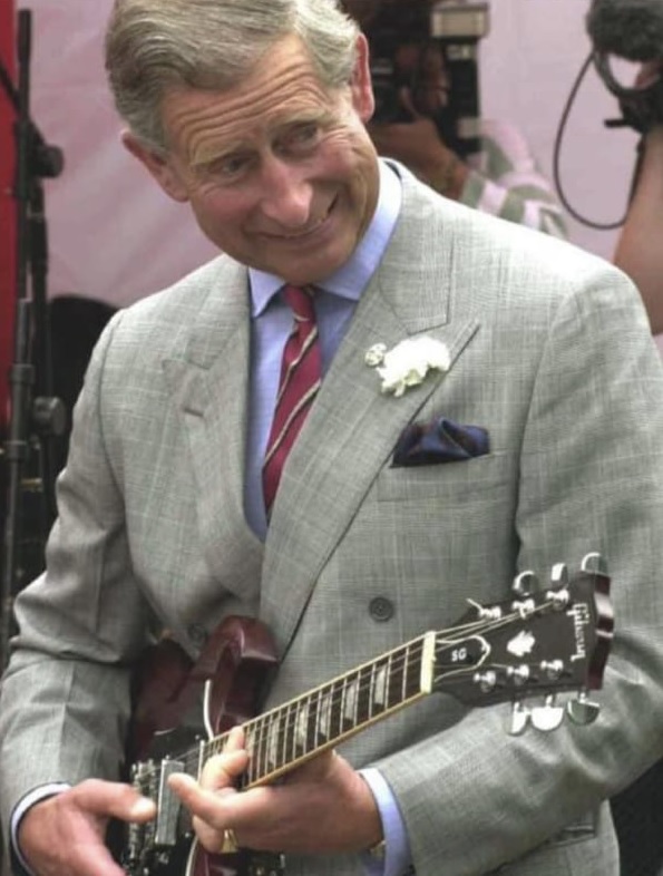 King (former Prince) Charles with guitar Blank Meme Template