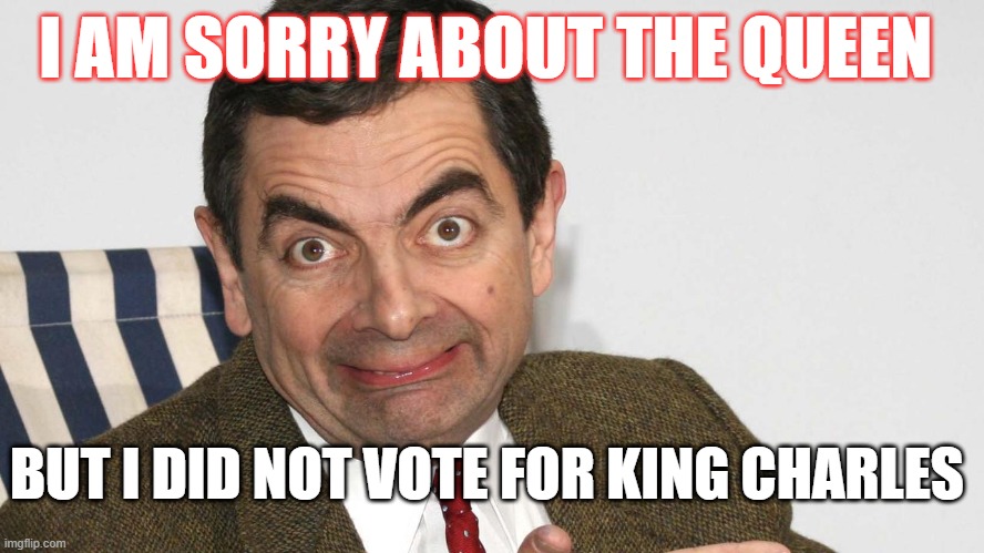 Revolt to Monarchy | I AM SORRY ABOUT THE QUEEN; BUT I DID NOT VOTE FOR KING CHARLES | image tagged in tyrrany,funny memes,sarcasm | made w/ Imgflip meme maker