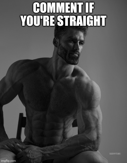 Giga Chad | COMMENT IF YOU'RE STRAIGHT | image tagged in giga chad | made w/ Imgflip meme maker