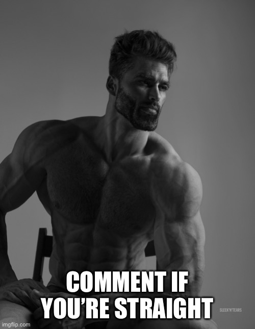 Giga Chad | COMMENT IF YOU’RE STRAIGHT | image tagged in giga chad | made w/ Imgflip meme maker