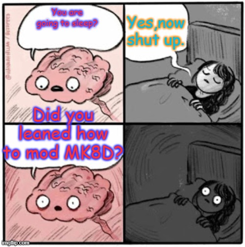 DO IT |  Yes,now shut up. You are going to sleep? Did you leaned how to mod MK8D? | image tagged in brain before sleep,memes | made w/ Imgflip meme maker