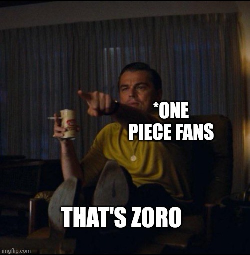Leonardo DiCaprio Pointing | *ONE PIECE FANS; THAT'S ZORO | image tagged in leonardo dicaprio pointing | made w/ Imgflip meme maker