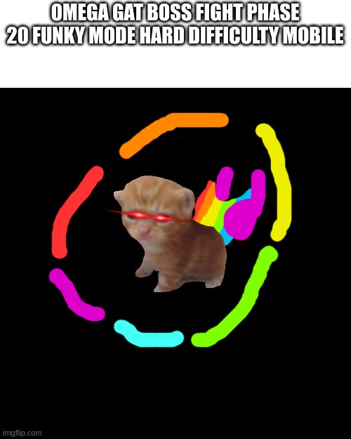 he has awoken | OMEGA GAT BOSS FIGHT PHASE 20 FUNKY MODE HARD DIFFICULTY MOBILE | image tagged in memes,blank transparent square | made w/ Imgflip meme maker