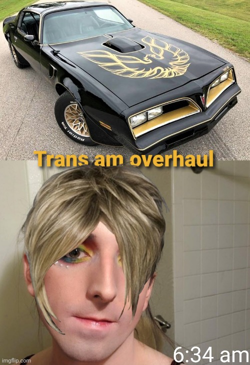 Trans am overhaul | image tagged in transgender,lgbtq,cars | made w/ Imgflip meme maker
