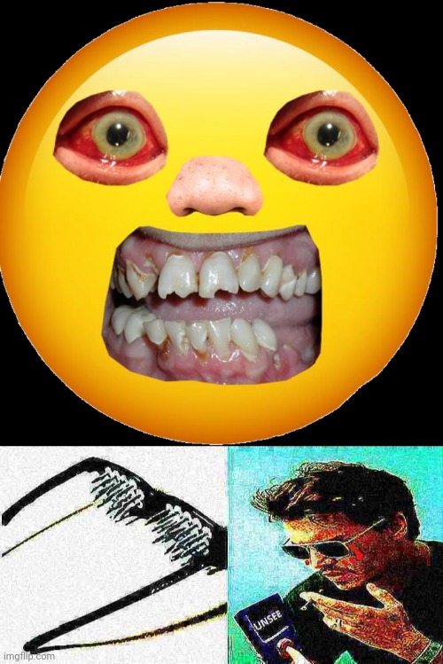 Such a cursed emoji | image tagged in unsee spike glasses deep-fried 3,cursed image,memes,meme,emoji,emojis | made w/ Imgflip meme maker