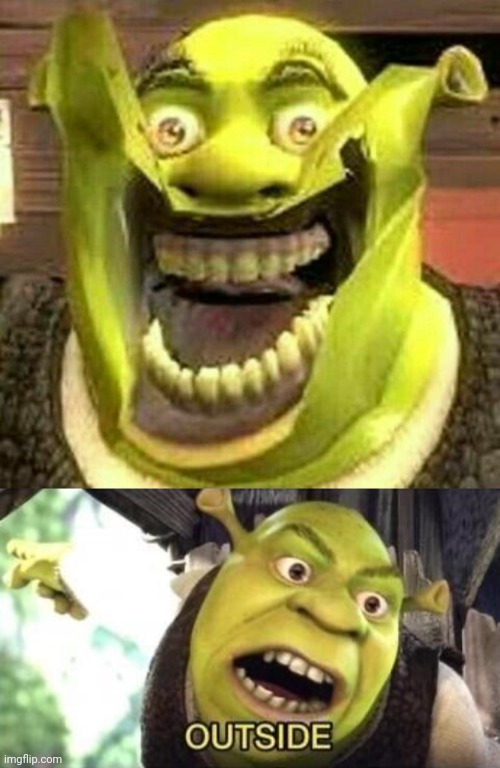 Cursed Shrek | image tagged in outside,cursed image,shrek,memes,cursed,meme | made w/ Imgflip meme maker